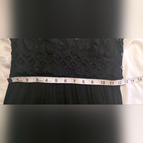 Free People Adella Lace Mini Dress Black Medium Boho Crochet Crisscross Back - Picture 12 of 14